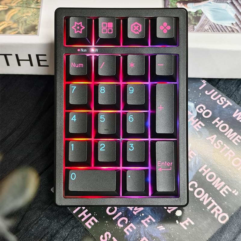 Boyi TD21 Hot Swap Numpad,21 Keys Mini Numpad Portable Keypad Bluetooth5.0/2.4G/Wired Number Pad Keyboard PBT Keycaps RGB Backlit Type-C Mini Keyboard (Cool Black Cherry Keycaps) - Image 5